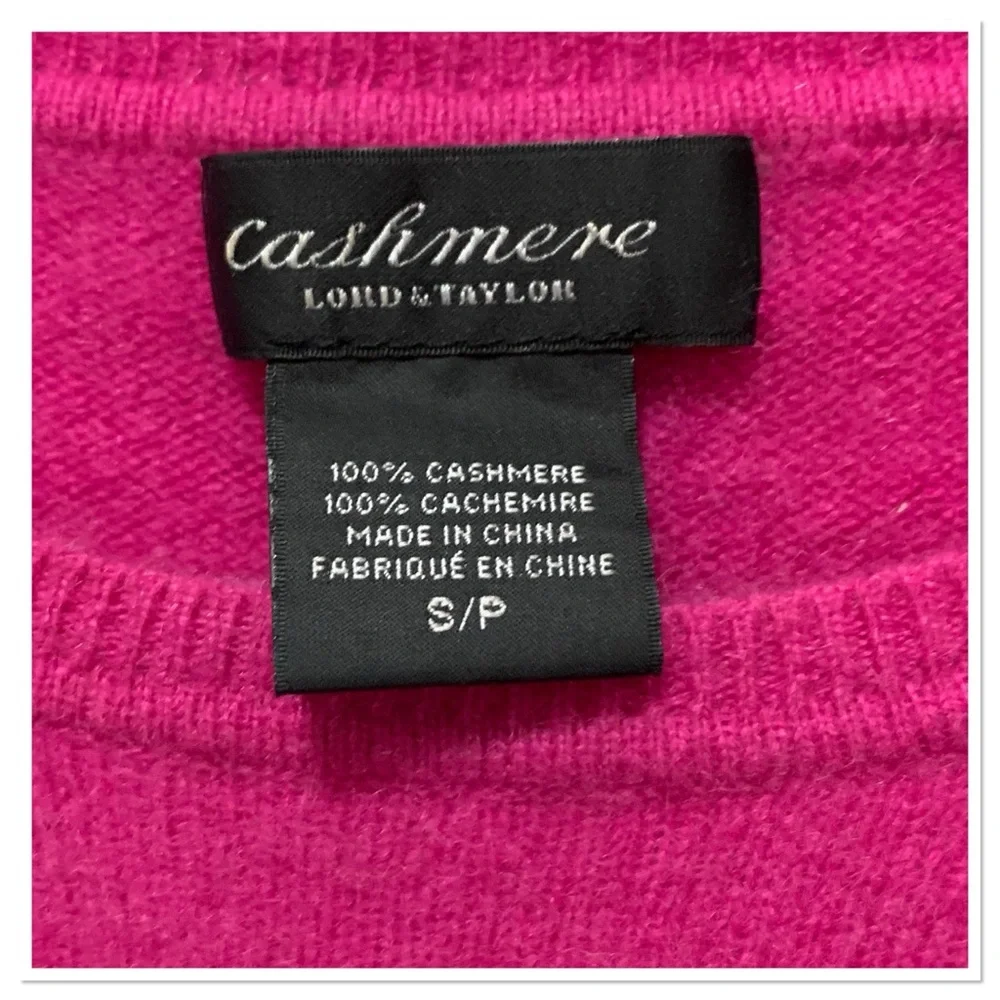Lord & Taylor Cashmere Crewneck Sweater Fuchsia Punk Size Small